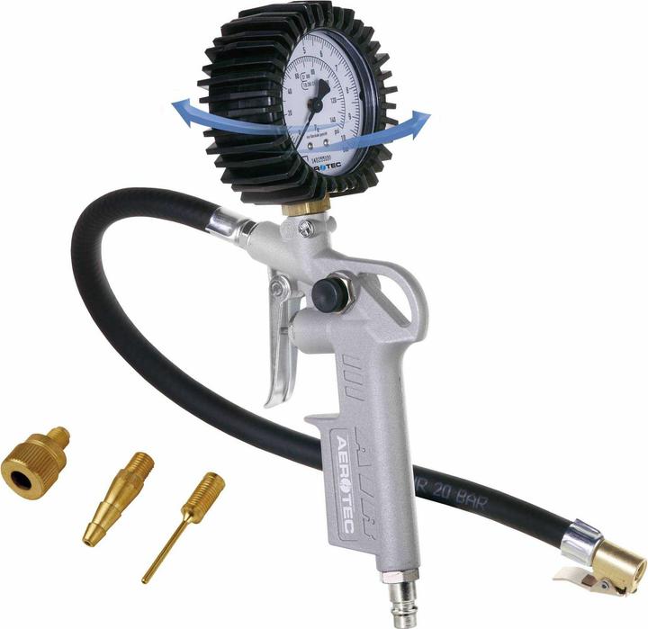 Aerotec Tire inflator calibrated incl. 3 adapter set