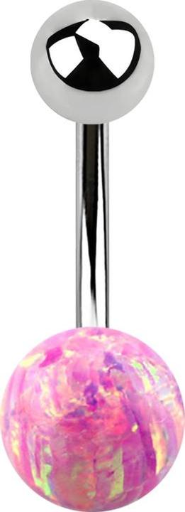 Image du produit Star Piercing Banane argentée avec boule et boule opale rose (sans laiton, Acier chirurgical 316L)