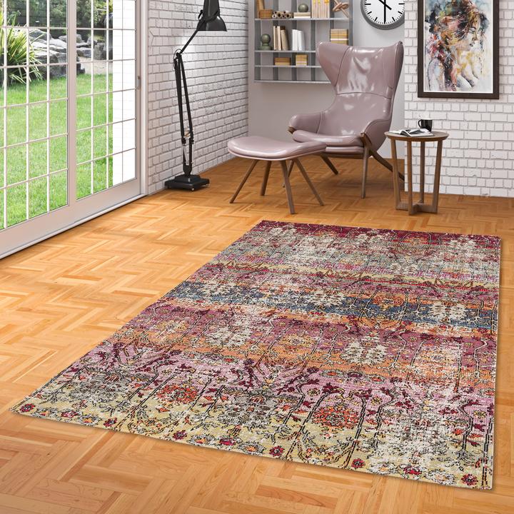 Actual product image Pergamon Kurzflor Designer Teppich Modern Vintage Orient Muster (80 x 150 cm)