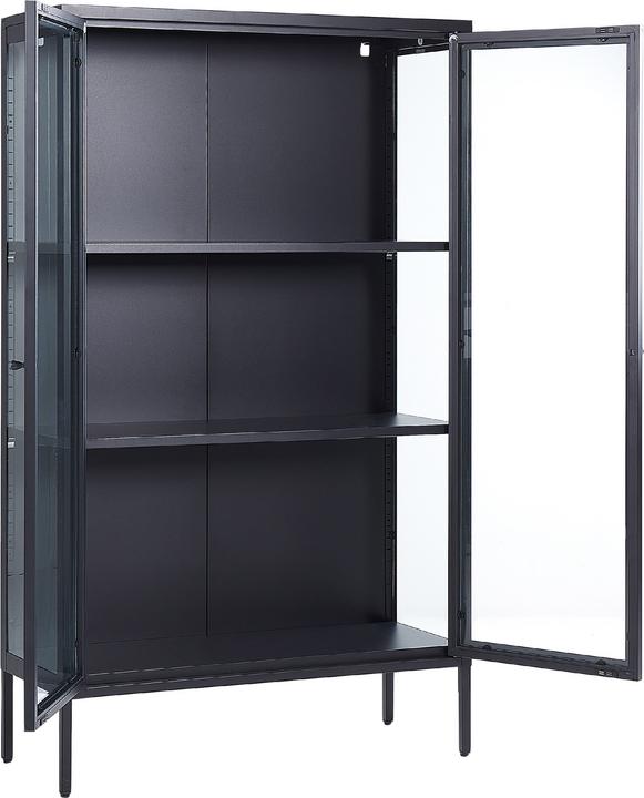 Actual product image Beliani Glass display cabinet metal black 150 cm NASH (90 x 150 cm)