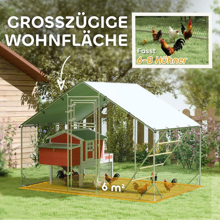 Actual product image PawHut Hühnerstall Verzinkte Stahlrohre, Stahlgitter Silber