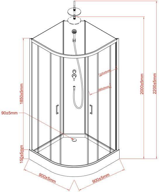 Produktbild Shower Design Rovata (90 cm, 90 cm, 200 cm)