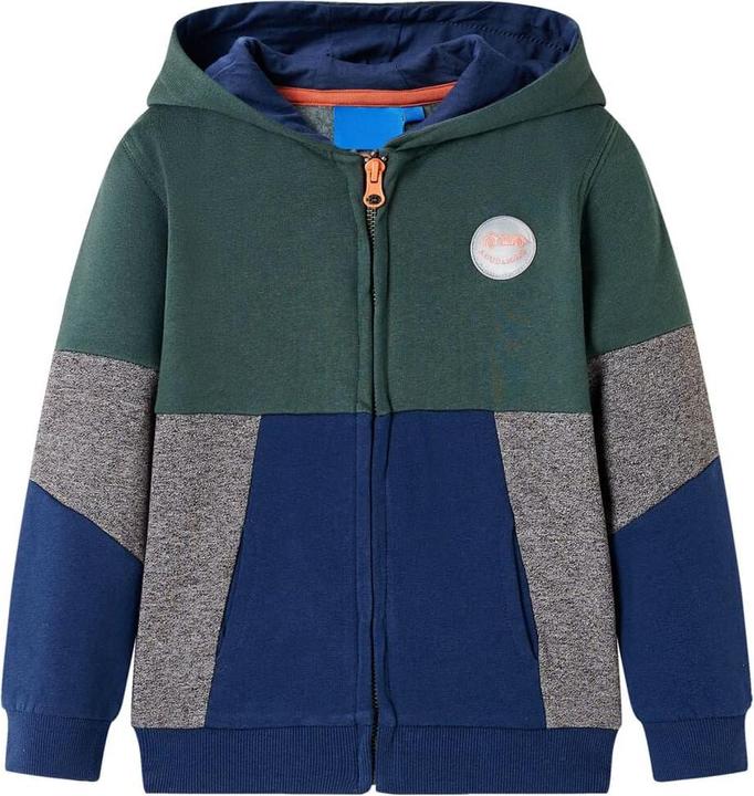 Image du produit VidaXL Sweat à capuche zippé pour enfant Vert foncé (116)
