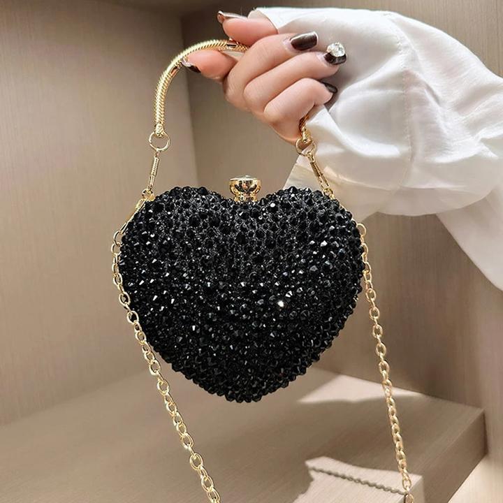 Actual product image Only-Bags.Store Luxus Diamant Inlay Herzform Kristall Handtasche Steine Umhängetasche