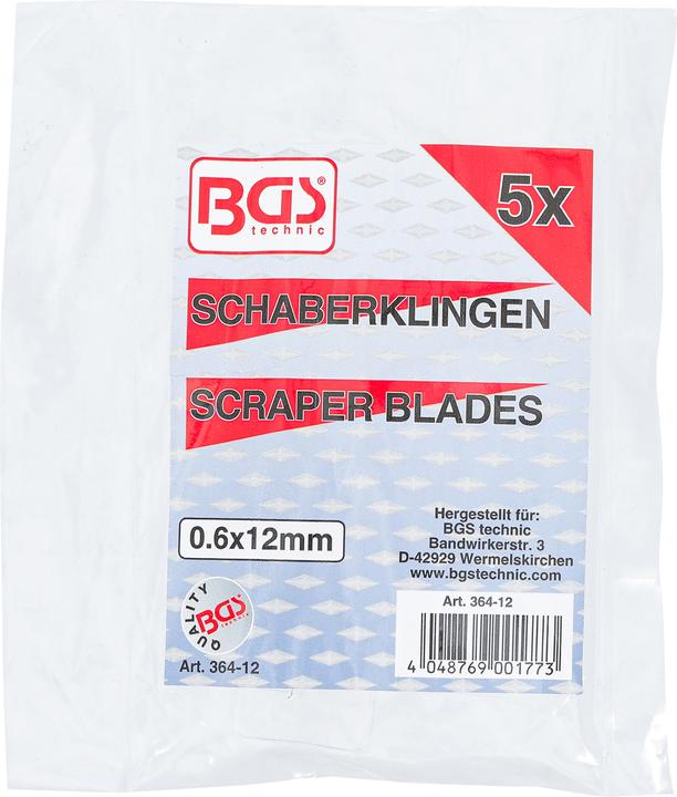Actual product image BGS Spare Scraper Blades Set for 364 0.6 x 12 mm 5 pcs. (0.60 mm)