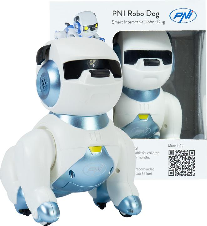 PNI Interaktiver intelligenter Roboter Robo Dog, Sprachsteuerung, Touch-Tasten, weiss-blau, inklusive