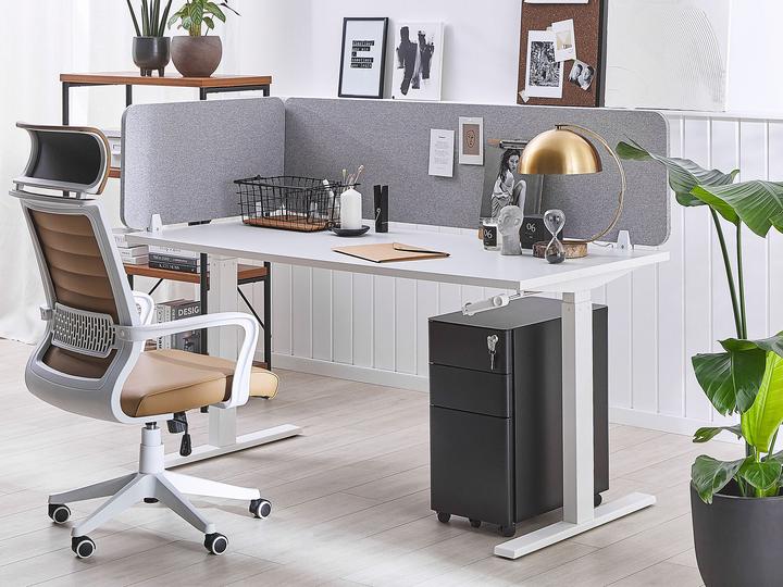 Actual product image Beliani Desk divider light grey 130 x 40 cm WALLY (130 x 40 cm)