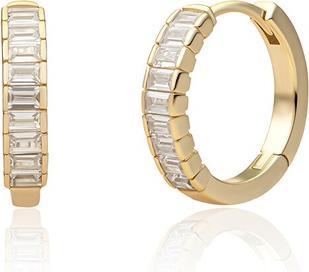 Actual product image Sparkling Jewels Sparkling Gold-Plated Hoop Earrings With Cubic Zirconia Eag23