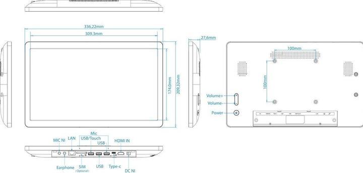 Immagine prodotto Allnet Display ad alte prestazioni da 35,60 cm (14"), Android 12, RK3588, NFC, PoE, HDMI In, colore nero (14", 128 GB, Nero)