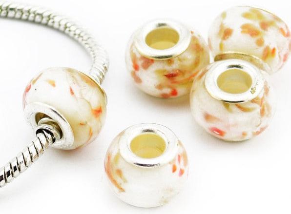 Produktbild Hermex Glas Bead Perle versilbert 925 - Silbrig Weiss (Metalllegierung, Glas)