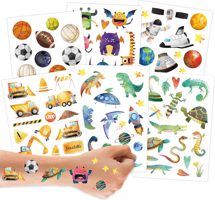 Papierdrachen Metallic Tattoo Set 5 - Bagger & Dino