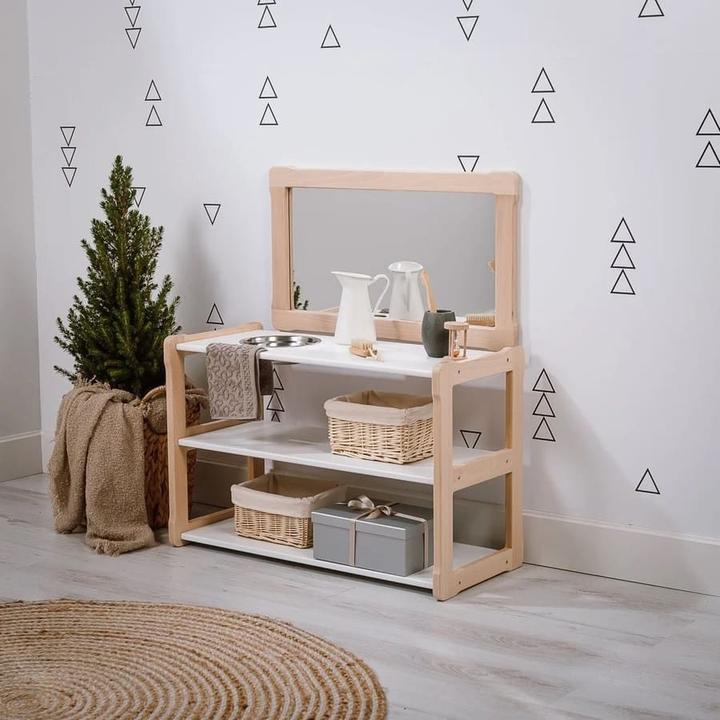 Image du produit Activity Board Enfant Waldorf lavabo, tout-petit lavabo, AVEC miroir, cadeau de Pâques