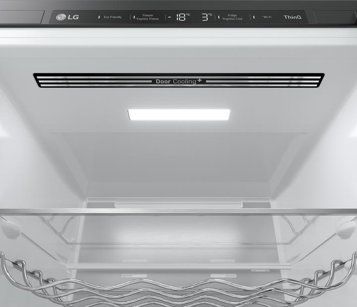 Immagine prodotto LG GBB72BM9DQ Frigorifero combinato, Classe D, 387L, Wi-Fi, Wine Rack, Vetro bianco satin (384 l)
