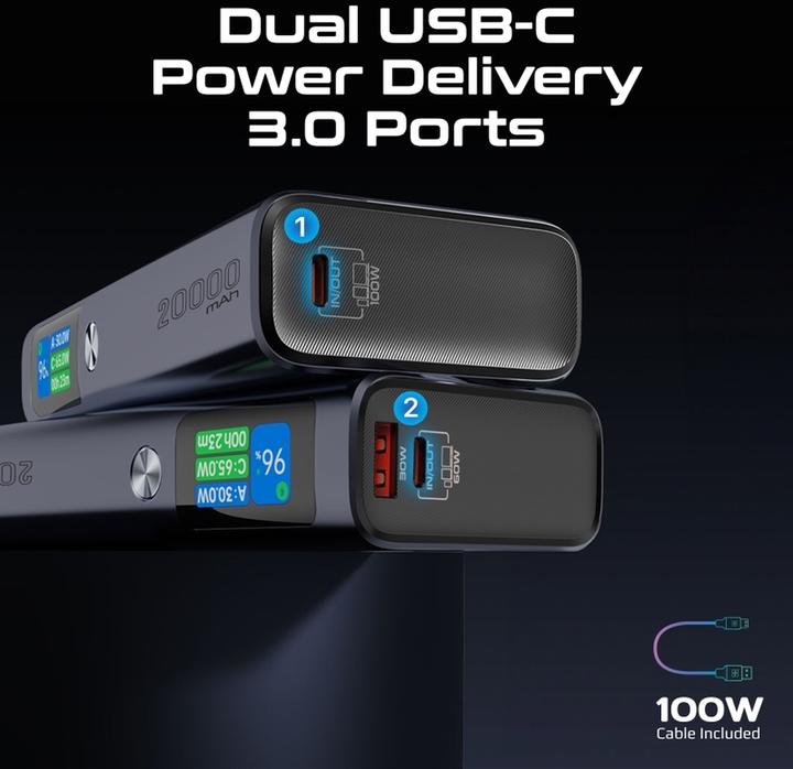 Produktbild ProMate Titan-130 Powerbank 20000mAh (20000 mAh, 130 W, 72 Wh)