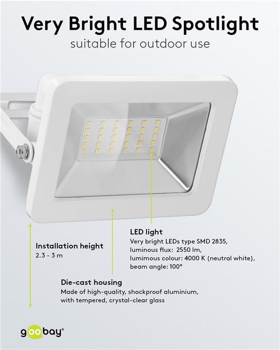 Actual product image Goobay LED outdoor spotlight, 50 W (4260 lm, IP65)