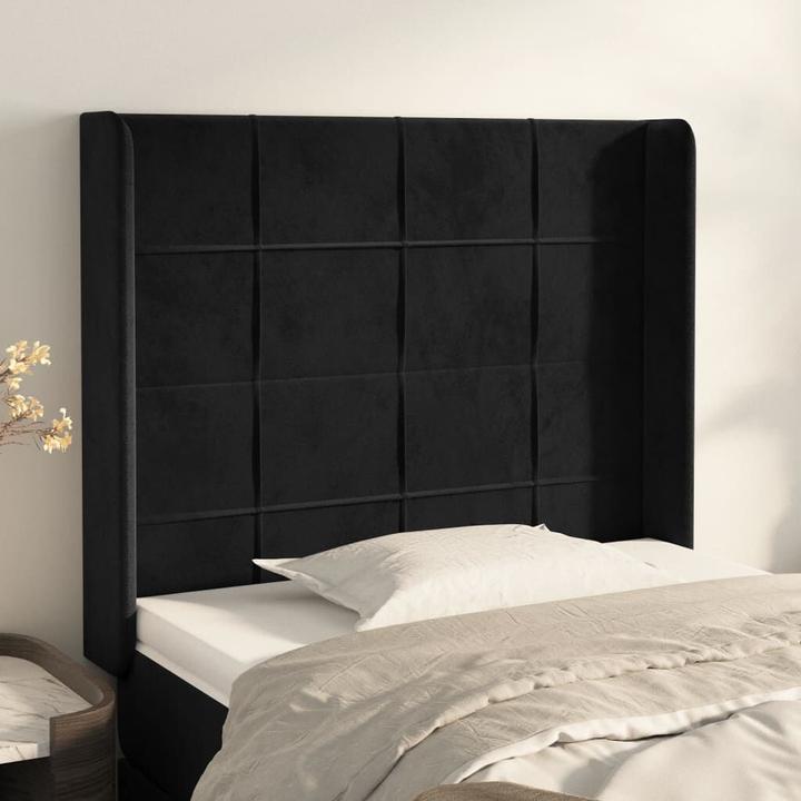 Produktbild VidaXL Kopfteil mit Ohren Schwarz 103x16x118/128 cm Samt,Farbe (103 x 16 x 128 cm)