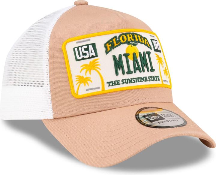 Image du produit New Era Adjustable A-Frame Trucker Cap - FLORIDA MIAMI beige