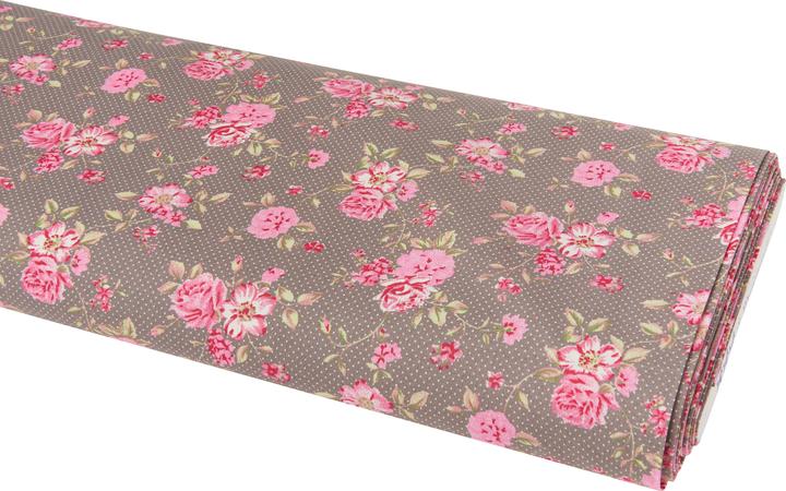 Immagine prodotto Westfalenstoffe Tessuto di cotone "Rosenborg" rosa/taupe, largo 150 cm, al metro