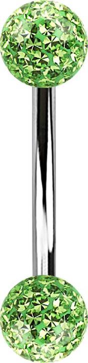 Immagine prodotto Star Piercing Banana argento con due sfere di cristallo verde chiaro Strato protettivo epossidico (Acciaio chirurgico 316L)