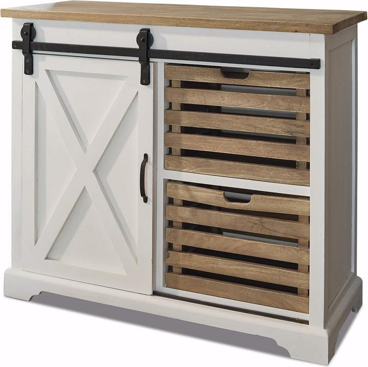 Actual product image Loberon Chest of drawers Bastid white / brown (100 x 40 x 85 cm)