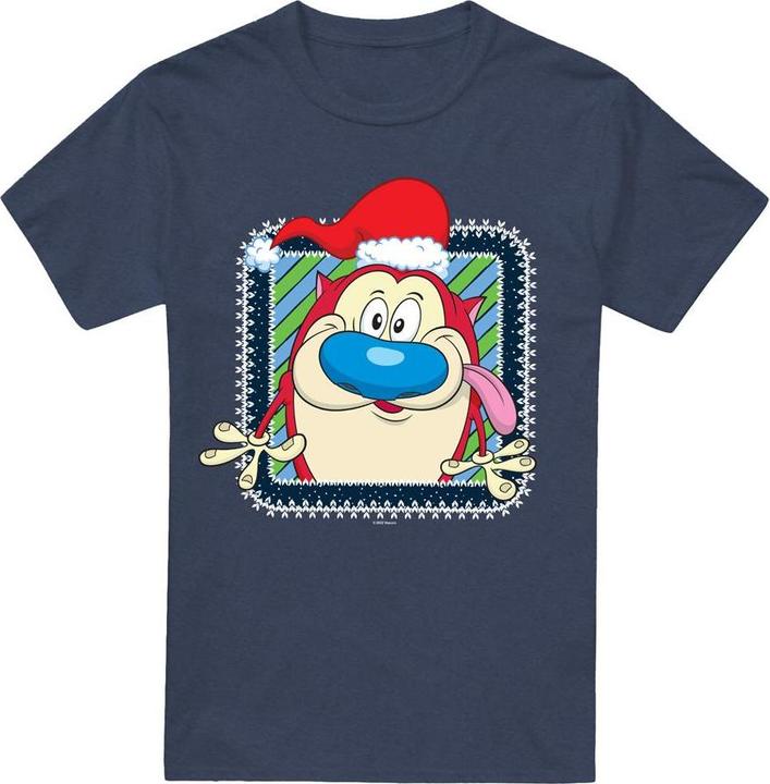 Immagine prodotto Ren & Stimpy Festive Maglietta Natale Cappello da Babbo Natale Adulto Unisex (S)