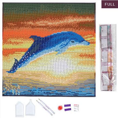 Produktbild Craft Buddy Delphin Sonnenaufgang, Bild 30x30cm Crystal Art