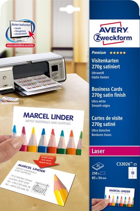 Productafbeelding Avery Premium visitekaartjes (270 g/m², 250 x, A4)