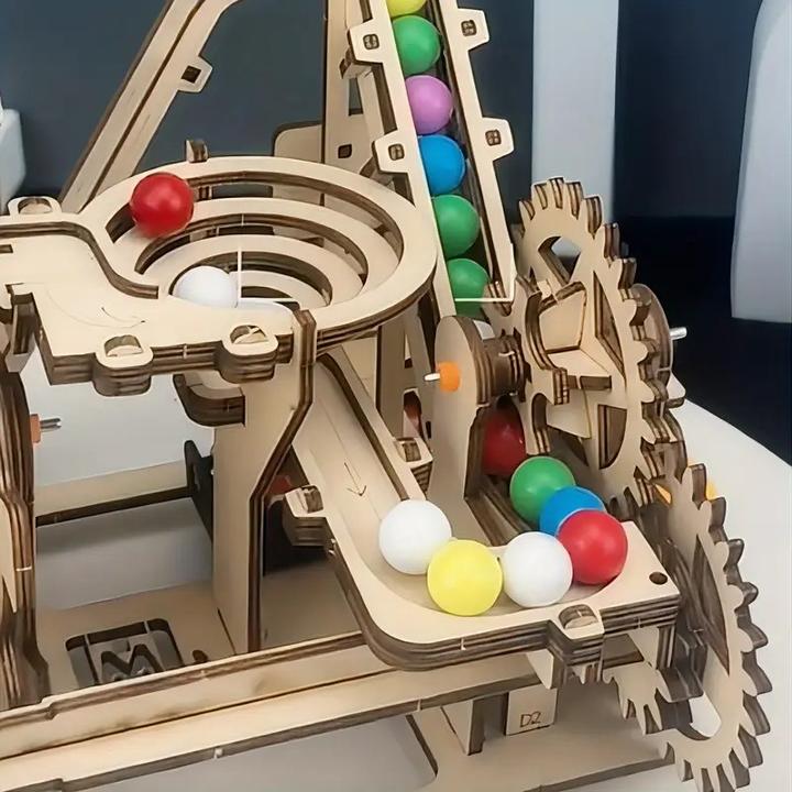 Image du produit The Toy Company 3D Holz Kugelbahn, Murmelbahn Puzzle aus Holz, batteriebetrieben