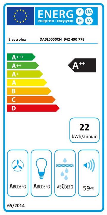 Energie-Label Electrolux DASL5550CN (Flachschirmhaube)