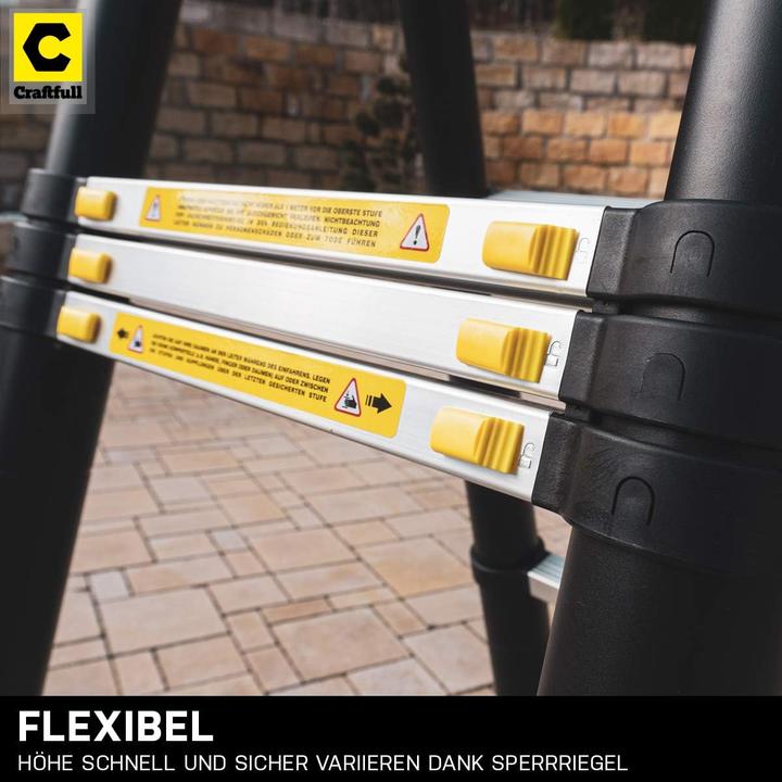 Actual product image Craftfull Telescopic ladder, 2 x 2.8 metres (Total 5.6 m) Black Edition (Telescopic ladder, 560 cm)