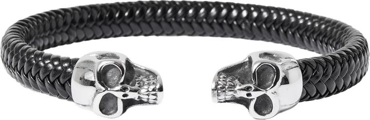 Joe Browns Woven Leather Skull Open Bracelet (Leder, Edelstahl)