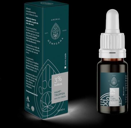 Produktbild Natura Punto Tier-CBD-Öl 3%, Schweizer Anbau, laborgeprüft und zertifiziert, Kokos (Junior, Senior, Adult, 10 Stk., 47 g)