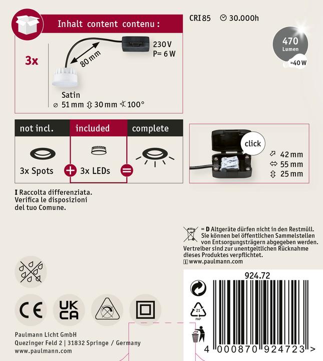 Produktbild Paulmann Coin Choose 3er Set (470 lm)