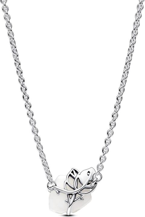 Pandora Halskette Weisse Rose (Sterling Silber 925, Bioharz, 38 cm)