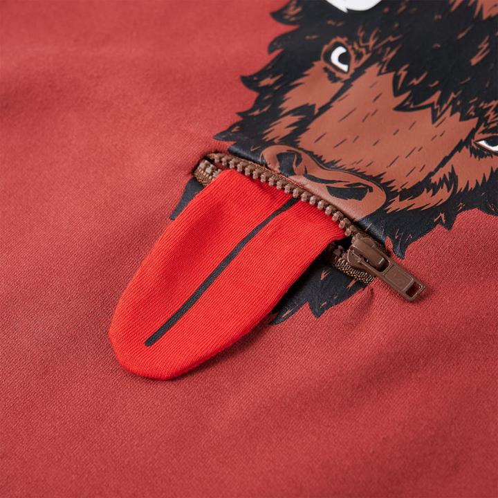 Image du produit VidaXL Sweat à capuche enfant rouge foncé 116,Matériau : 95 (116)