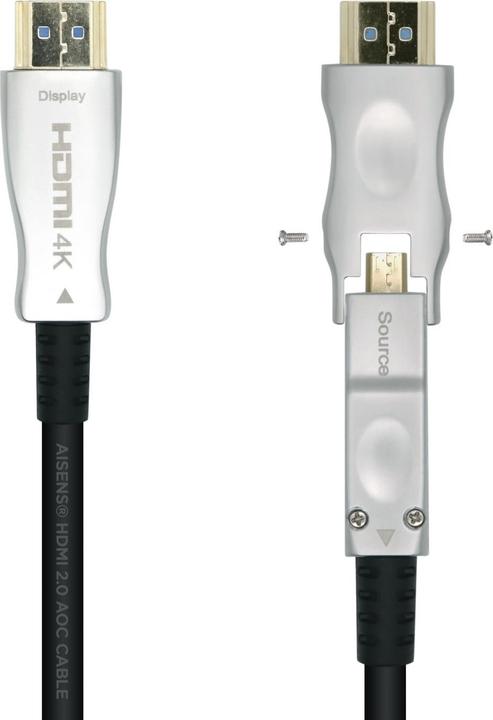 Actual product image Aisens CABLE HDMI V2.0 OPTICO ACTIVO AOC DESMONTABLE 4K60HZ M/M 15M NEGRO (15 m, HDMI)
