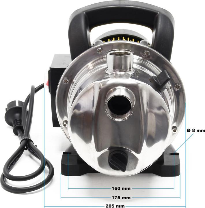 Image du produit Wiltec Pompe de jardin 3800l/h, 1200W, Poignée de transport & Vis de purge, Hauteur de débit 48m Acier (Pompe de jardin)