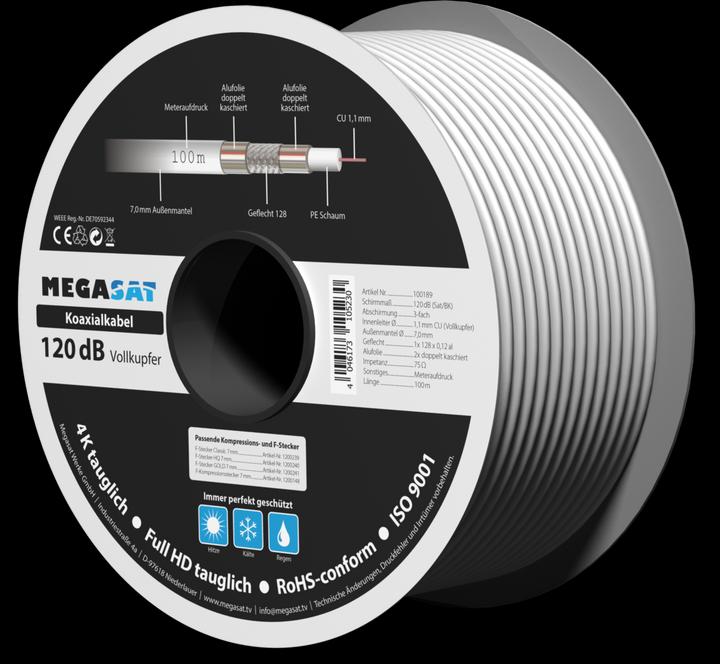 Produktbild Megasat Koax 120dB Kabel Vollkupfer 100m (120 dB, Mini-Spule)