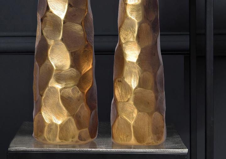 Produktbild FineBuy Vase 2er Set Blumenvase Aluminium Tischvase Hammerschlag Dekovase Modern (2 x)
