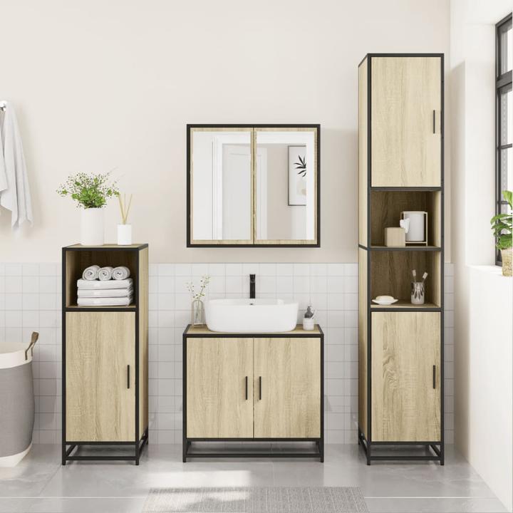 Produktbild VidaXL Badschrank Hochschrank Badezimmerschrank Schrank Badmöbel Sonoma-Eiche