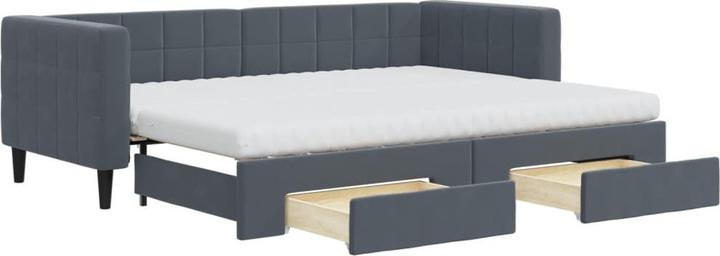 Produktbild VidaXL Tagesbett Ausziehbar Schubladen Schlafsofa Bett Dunkelgrau 80x200 cm Samt (2-Sitzer)
