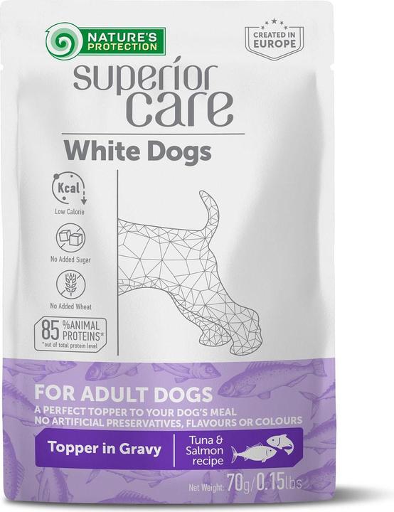 Image du produit Nature's Protection White Dogs Adult All Breeds avec du thon et du saumon, 70g (Adulte, 24 pcs, 70 g)