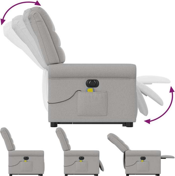 Produktbild VidaXL Massagesessel mit Aufstehhilfe Elektrisch Wolkengrau Stoff