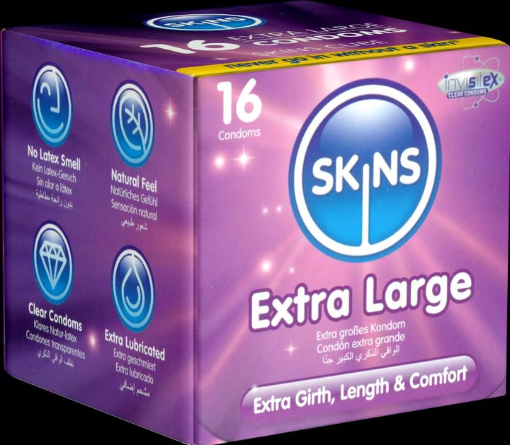Actual product image Skins Extra Large" 16 XXL condoms made of crystal clear latex - without latex odour (16 pcs.)