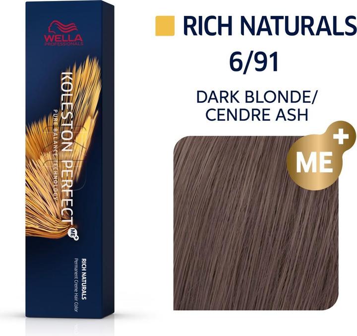 Actual product image Wella Koleston Perfect Rich Naturals 6/91 dark blonde cendre-ash 60 ml (6/91 dark blonde cendré-ash)