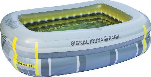Immagine prodotto Borussia Dortmund Piscina per famiglie 2 anelli, 1 valvola di uscita dell'acqua gonfiata circa 200x150x50cm, non