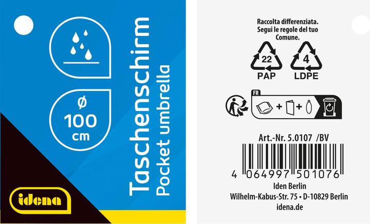 Produktbild Idena Taschenregenschirm schwarz Ø100cm