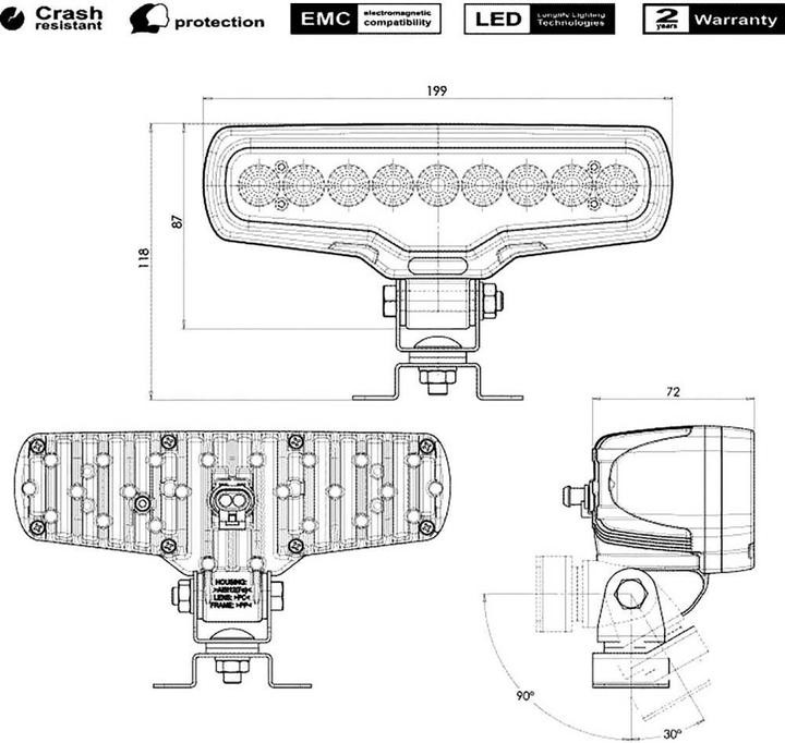 Immagine prodotto WAS Faro da lavoro LED Faro da lavoro W136 illuminazione di messa a fuoco (4100 lm)