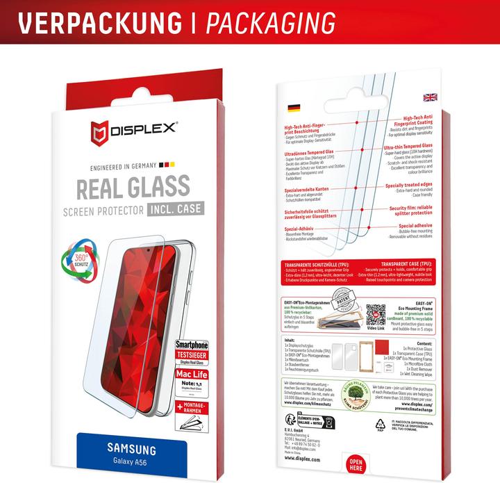 Actual product image Displex Real Glass, 2D armoured glass + mobile phone case (1 Piece, Samsung Galaxy A56)