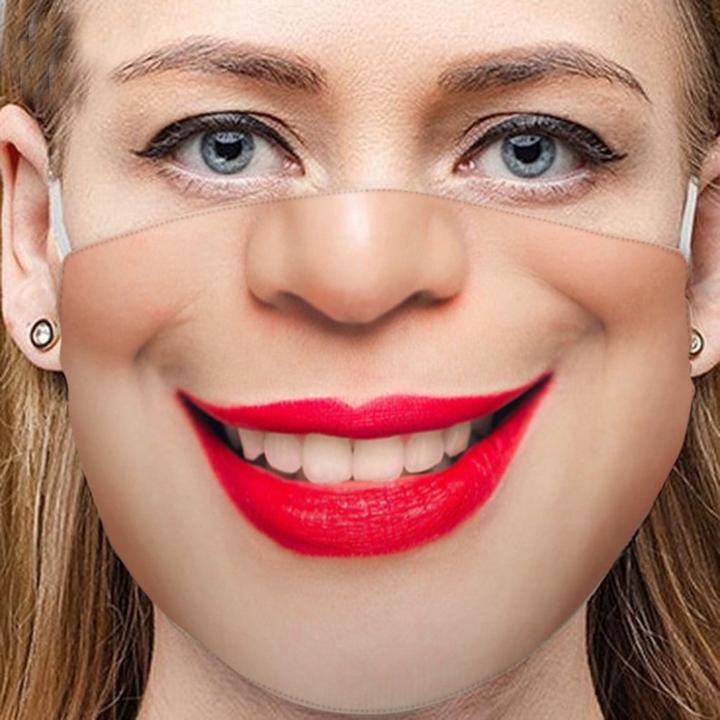 Immagine prodotto Ueli Express Divertente maschera in tessuto con stampa di un sorriso amichevole